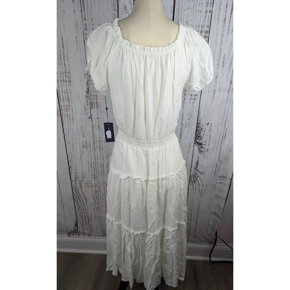 Tommy Hilfiger Off-the-Shoulder Parade Dress White Size 8 Midi Tea Length - Picture 4 of 6